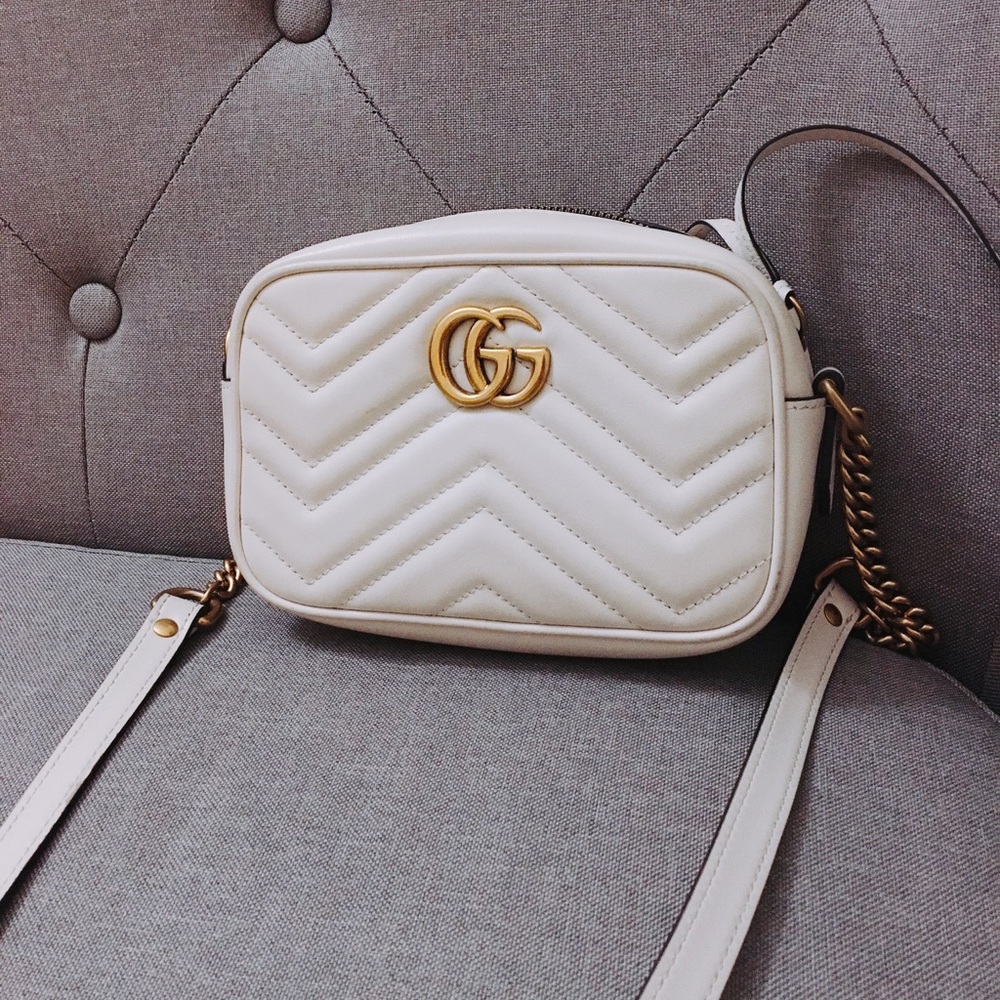 Gucci marmont small crossbody white auth!!